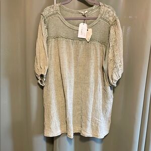 Easel Sage Green Smocked Dress